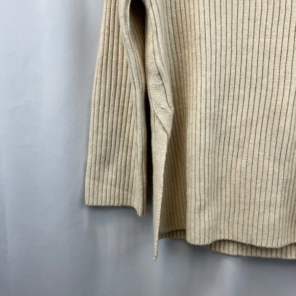 H&M Womens Long Sleeve Cream Ribbed Turtleneck Sweater Vented Sides XS - Picture 5 of 9